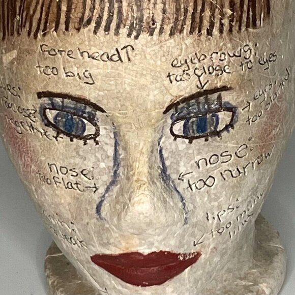 SOLD eBay Art Hand Painted Mannequin Head MCM Model Art Display Hat Wig Form - Picture 5 of 11